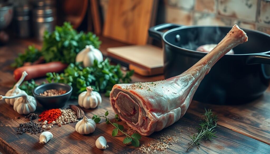 Préparation de la souris d'agneau à la cocotte en fonte Préparation de la souris d'agneau à la cocotte en fonte