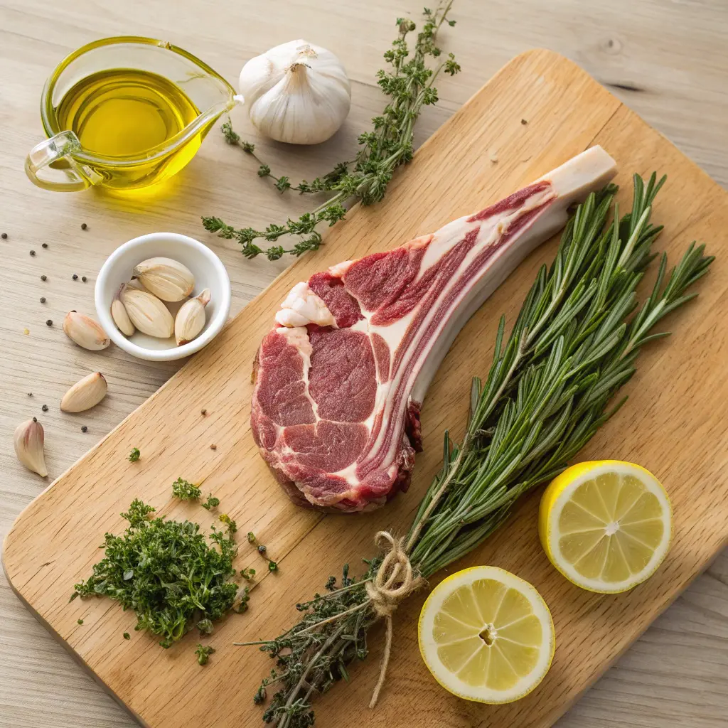 Préparation des côtes d'agneau avant cuisson côtelette d'agneau