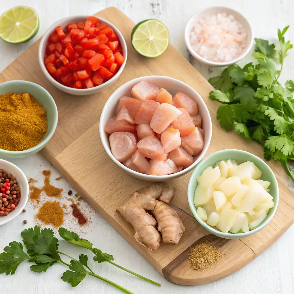 Ingrédients pour curry maison poulet poulet au curry